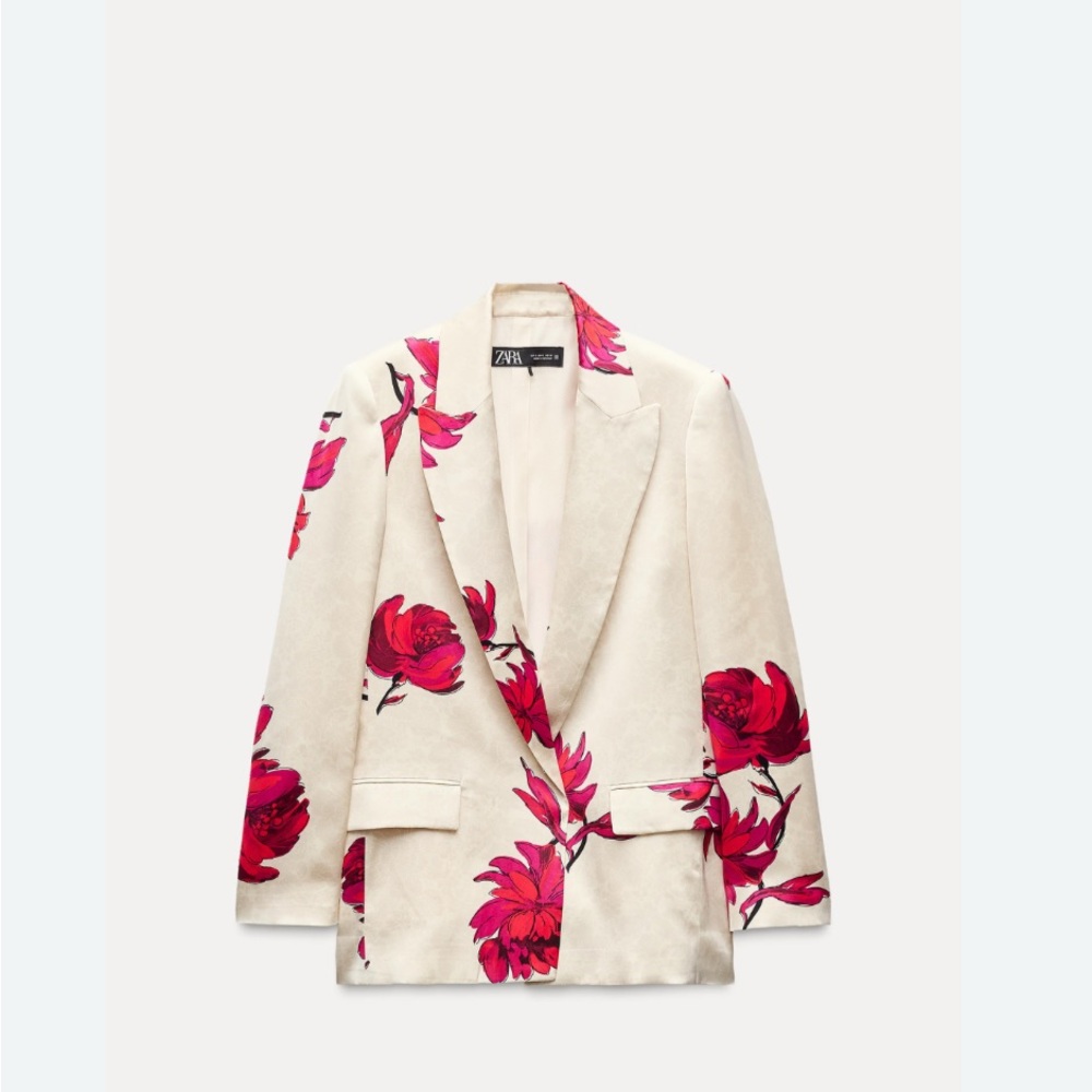 Zara Pant and Blazer Cream  Floral   Never worn